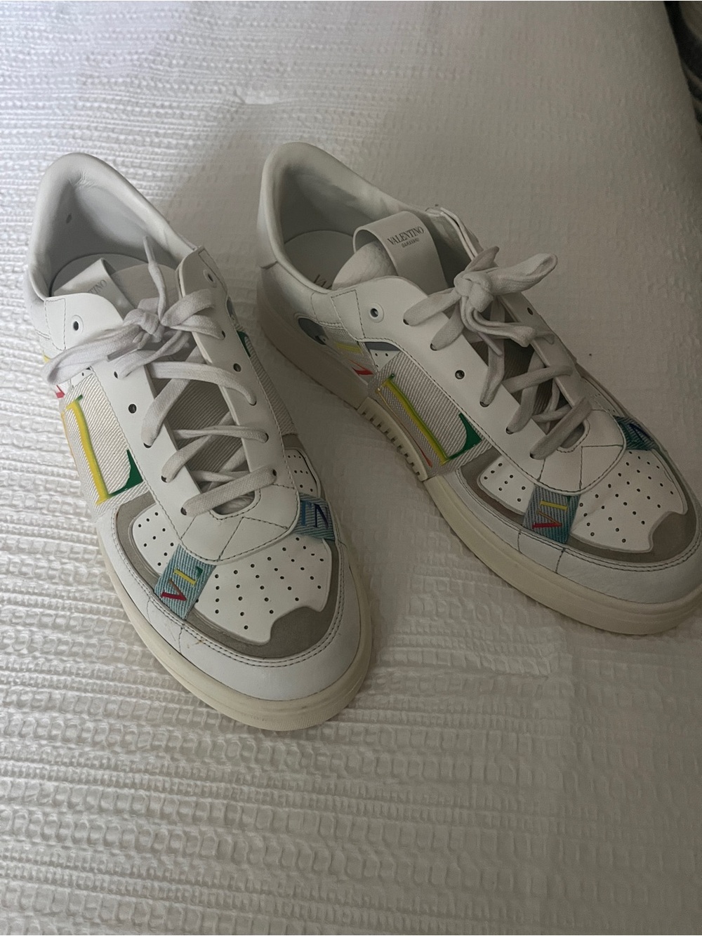 ValentinoVL7N EU 44/ US 11 Men’s White Leather Sneakers with Gold Logo